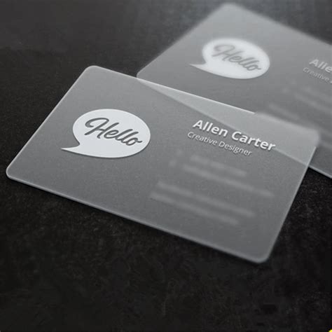 blank clear plastic business cards.